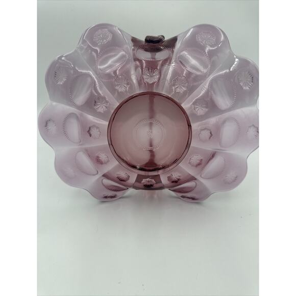 Vintage FENTON Crystal Reverse Stars And Sun, Handled Basket. 1920 Retired. - Picture 5 of 8